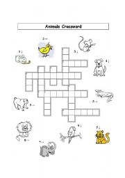 English Worksheet: Animals crossword