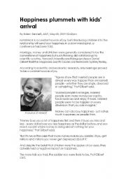 English Worksheet: Happiness plummets with kids arrival