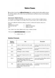 English Worksheet: Relative Clauses