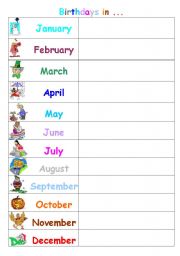 Birthday calendar: When is your birthday? / When were you born?