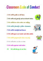 English Worksheet: Classroom code of conduct