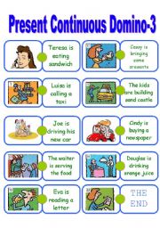 English Worksheet: Present Continuous Dominoes-3