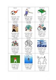 English Worksheet: sport