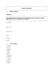 English worksheet: Numerals