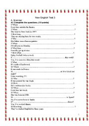 English Worksheet: New English Test 5