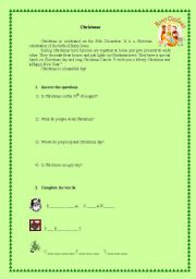 English worksheet: Christmas