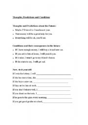 English Worksheet: Fisrt Continional + Predictions about the future