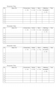 English worksheet: Speaking assasement form