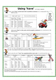 English Worksheet: Using have with Woody Woodpecker