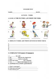 English Worksheet: english test present simple