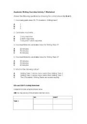 English worksheet: Academic Writing Overview 