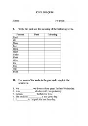 English worksheet: Past simple exercises (Regular/irregular verbs)