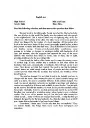 English Worksheet: test for grade8