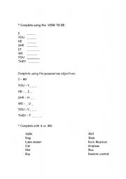 English worksheet: To Be for kids