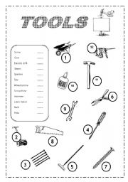 English Worksheet: Tools Vocabulary