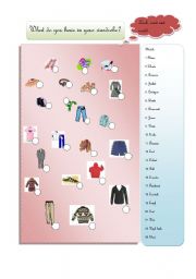 English worksheet: What do you have in your wardrobe?