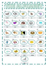 English Worksheet: alphabet pictionary