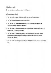 English worksheet: Telephone calls