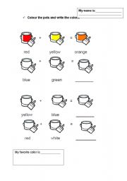 English Worksheet: color mixture