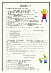 English Worksheet: Modals