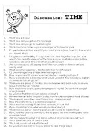 English Worksheet: Discussion: Time