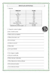 English worksheet: Singular and Plural sentences