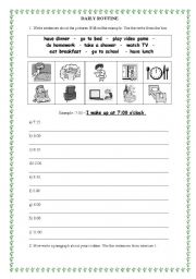 English Worksheet: Daily Routine