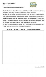 English worksheet: PREPOSITIONS OF PLACE