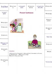 English Worksheet: Present Continuous Game