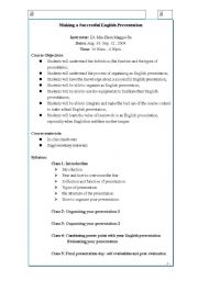 English worksheet: English presentation