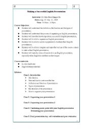 English Worksheet: English presentation