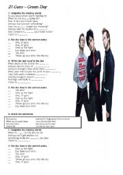 English Worksheet: 21 Guns - Greenday