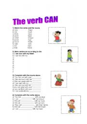 English worksheet: The verb can exercises