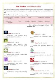 English Worksheet: Astrological Signs and Personality Traits