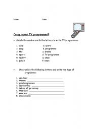 English worksheet: more television