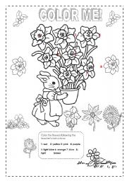 English Worksheet: Color the bunny