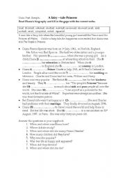 English Worksheet: A FAIRY-TALE PRINCESS