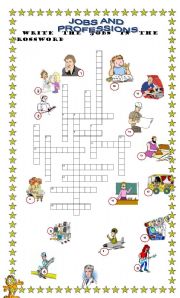 English Worksheet: crossword jobs and professions