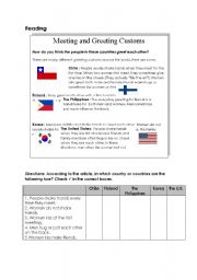 English Worksheet: Greeting Customs