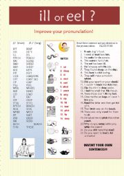 English Worksheet: ILL OR EEL? -   The evil `I `- Pronunciation