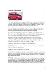 English Worksheet: cheapest car