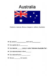English worksheet: Introduction to Australia - Cloze