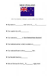 English worksheet: Introduction to New Zealand