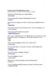 English Worksheet: Love debate