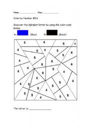 English Worksheet: Alphabet Color by Number: X