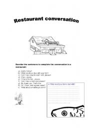 English worksheet: restaurant conversation