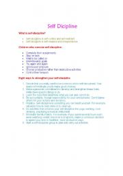 English Worksheet: self discipline in kids