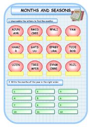 English Worksheet: Months and Seasons