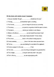 English Worksheet: Relative clauses