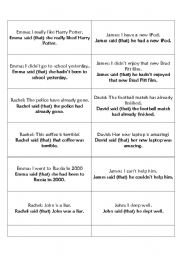 English Worksheet: Reported Speech Speaking Cards